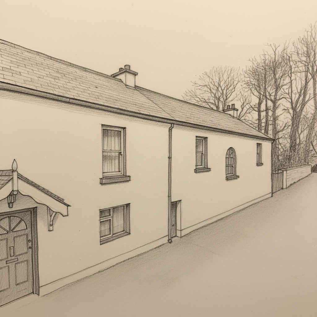 Graphite pencil sketch example of a property