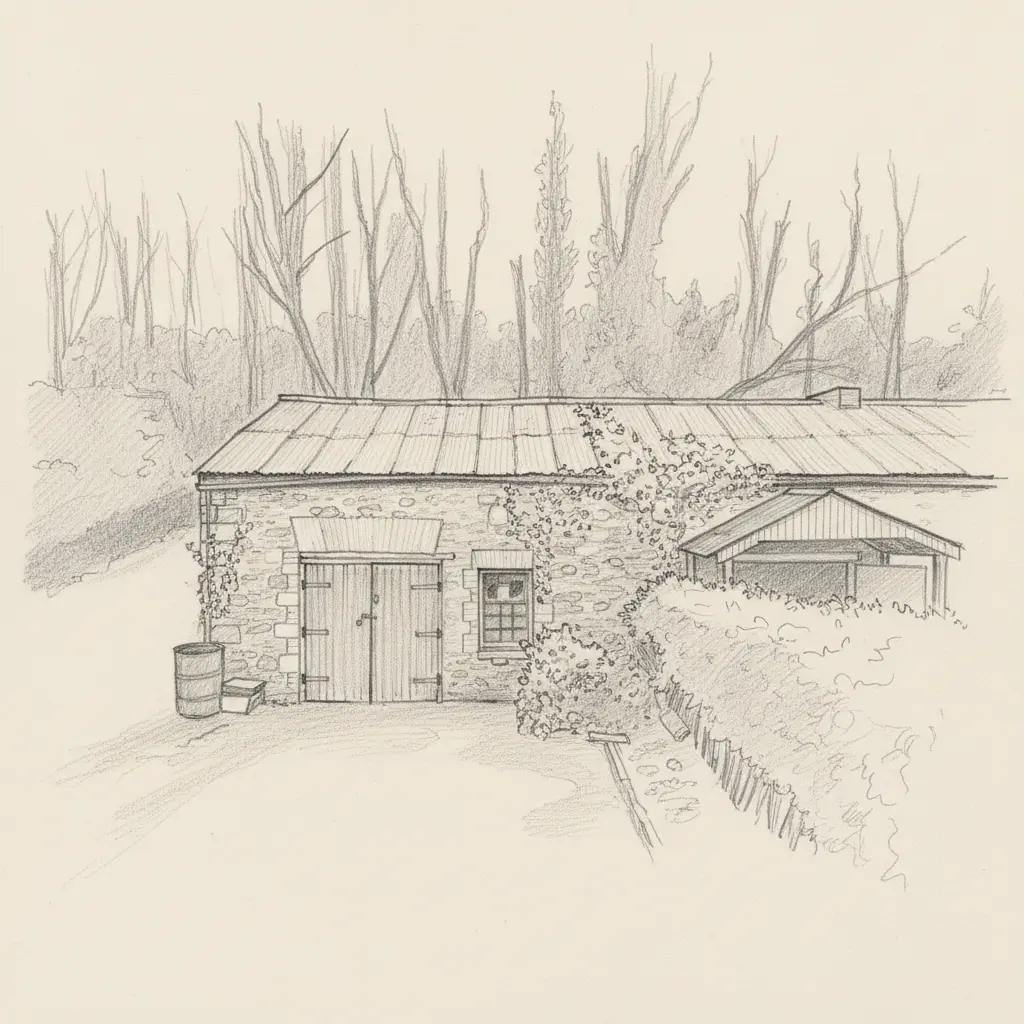 Pencil-style house portrait of a residential street and family home