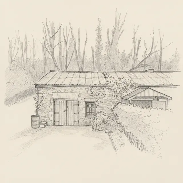 Pencil sketch example of a residential street