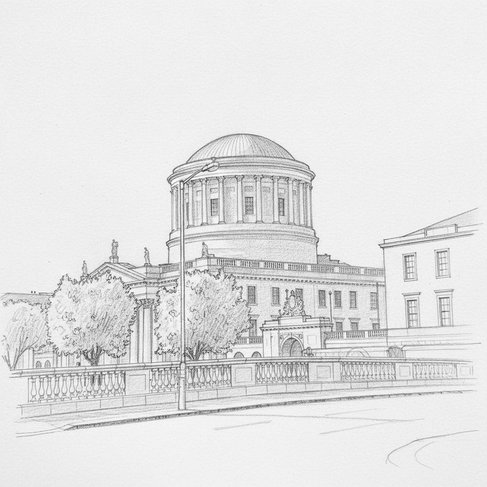 Four Courts Dublin pencil sketch