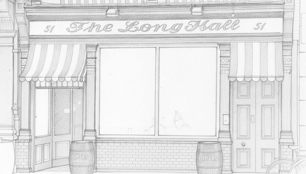 Longhall Exterior pencil sketch