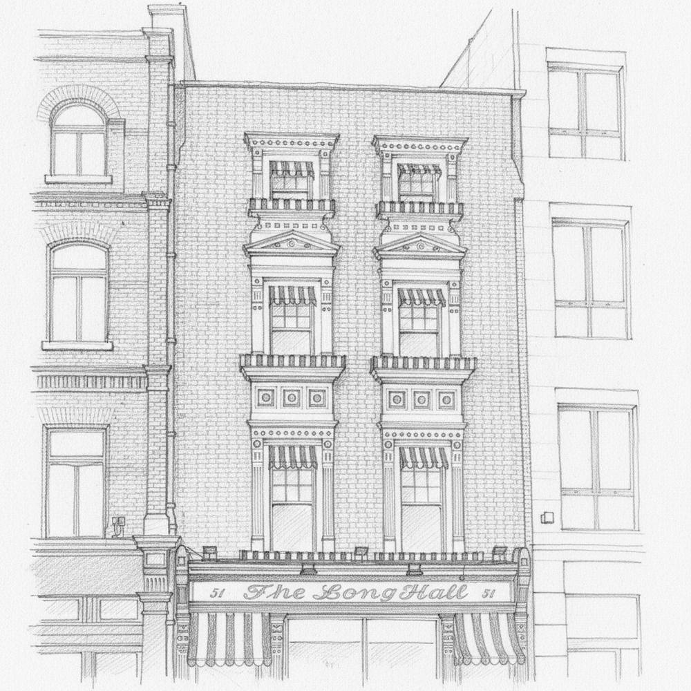 The Long Hall Dublin pencil sketch