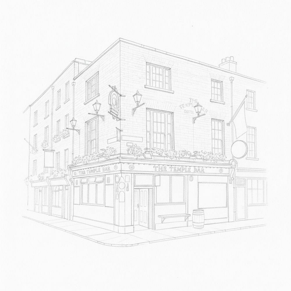 The Temple Bar Dublin pencil sketch